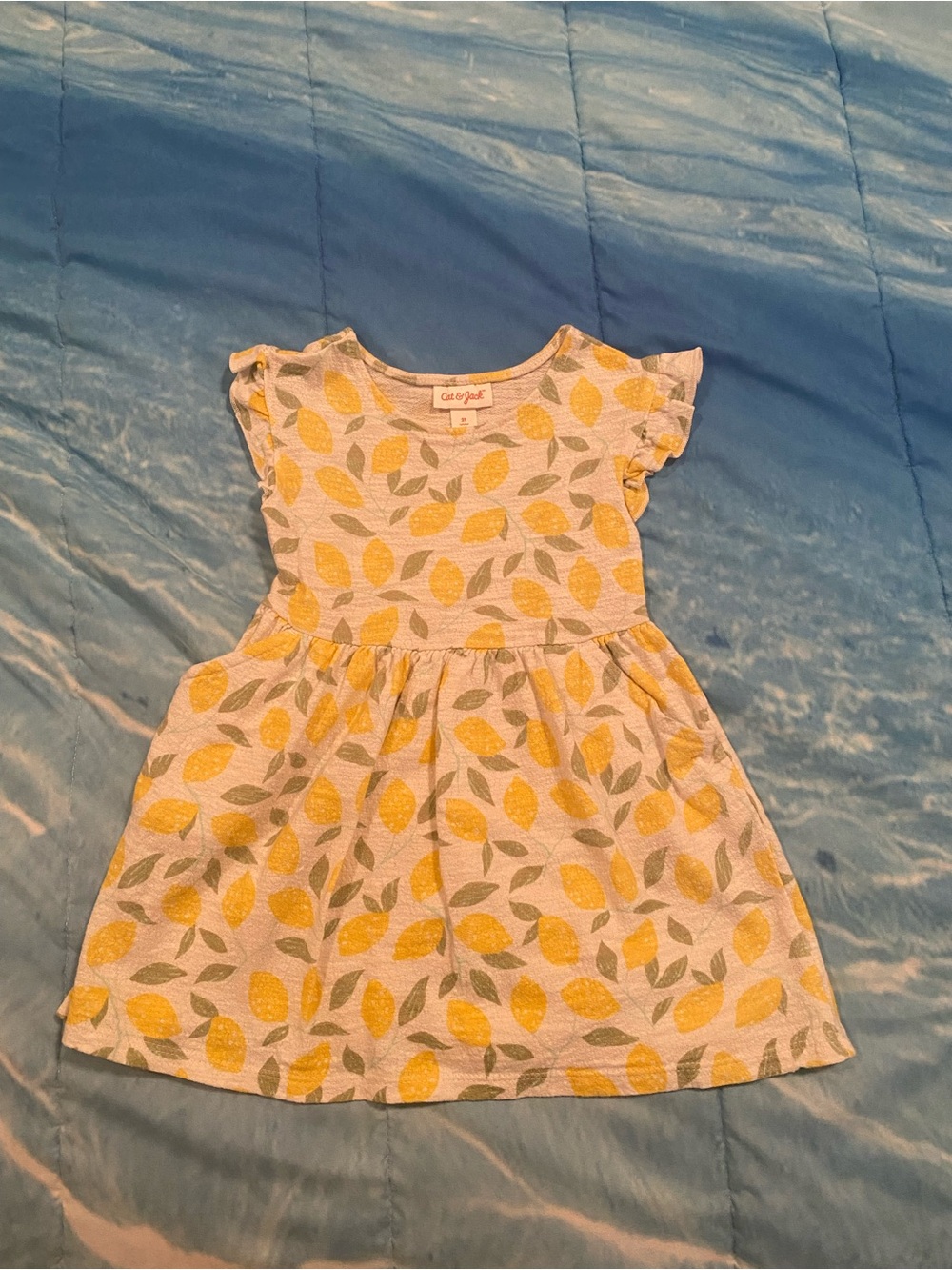 Cat & Jack Yellow Lemon Leaf Print Girls Dress